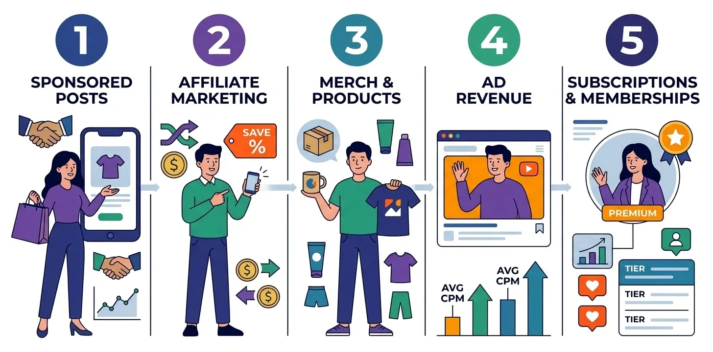 A Few Income Streams for Social Media Influencers banner