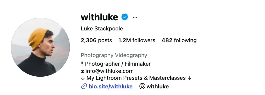 Instagram influencer @withluke