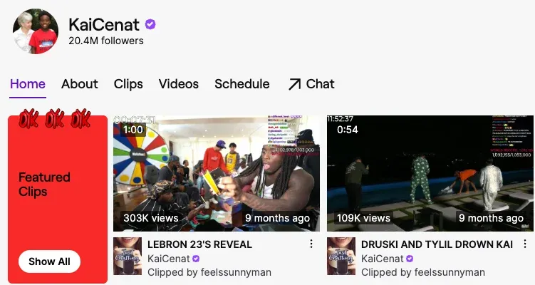 Kai Cenat on Twitch, one of the world's biggest Twitch streamers